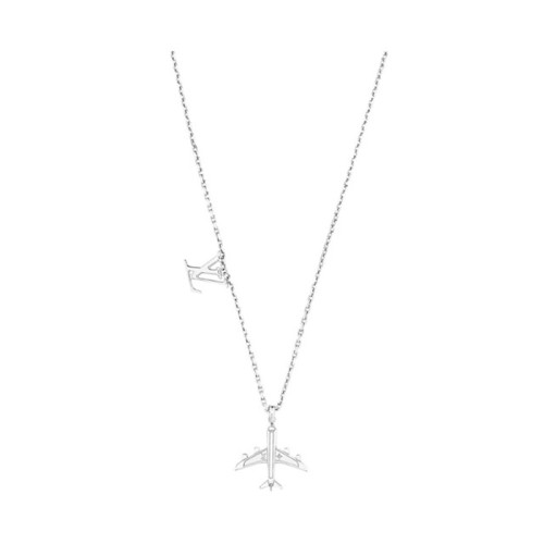 NIGO Louis Vuitton Men's Silver Simple Logo Metal Airplane Pattern Necklace Jewellery #nigo97724