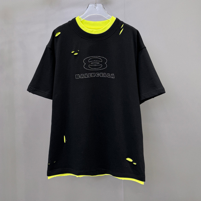 NIGO Balenciaga Men's Summer Fake 2 Piece Colour Block Cotton Round Neck Short Sleeve T-Shirt #nigo97735