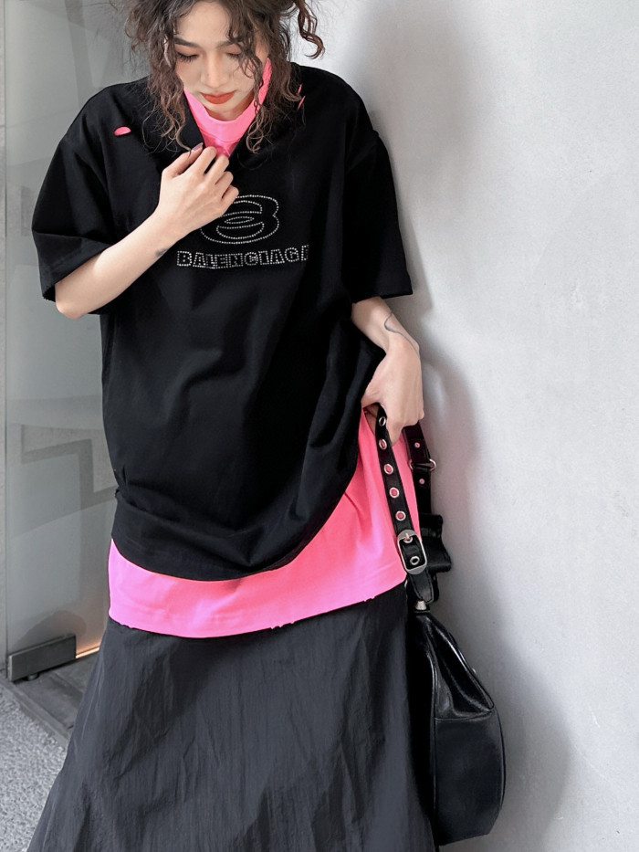 NIGO Balenciaga Men's Summer Fake 2 Piece Colour Block Cotton Round Neck Short Sleeve T-Shirt #nigo97735