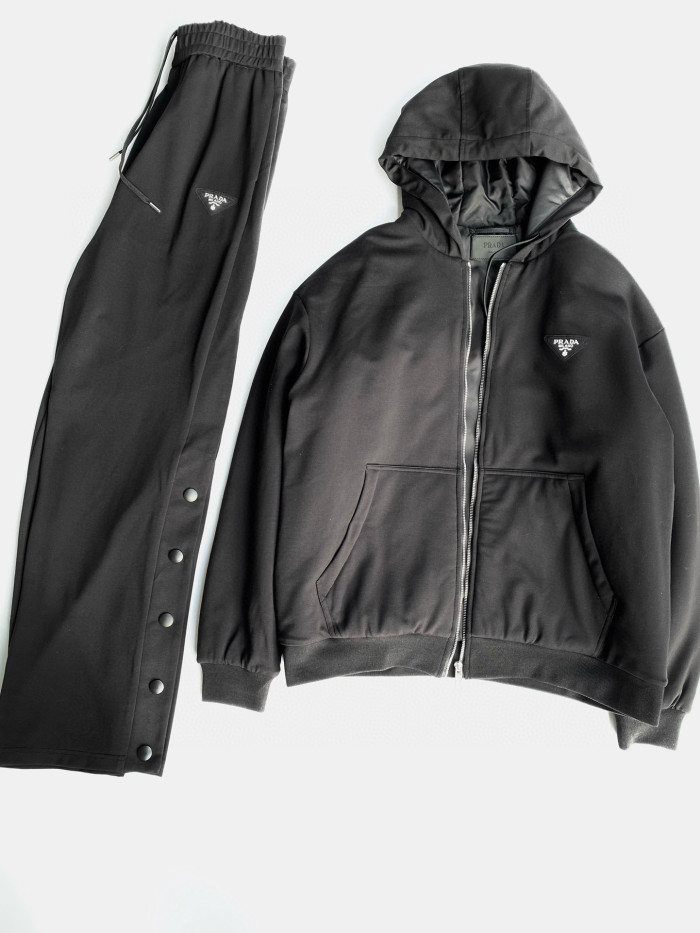 NIGO Prada Men's Winter Cotton Zip Drawstring Hooded Jacket Stretch Sweatpants Pants Suit Set #nigo97743