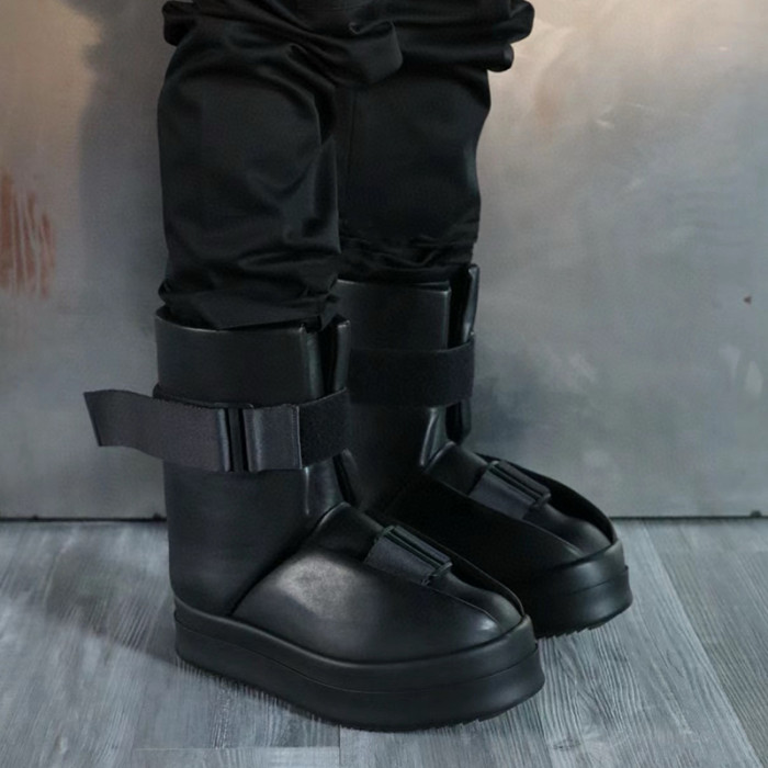 NIGO Rick Owens Men's and women's Fall And Winter Fashion High Street Trend Strappy Short Boots Thick Bottom Cowhide Shoes Ngvp #nigo7459