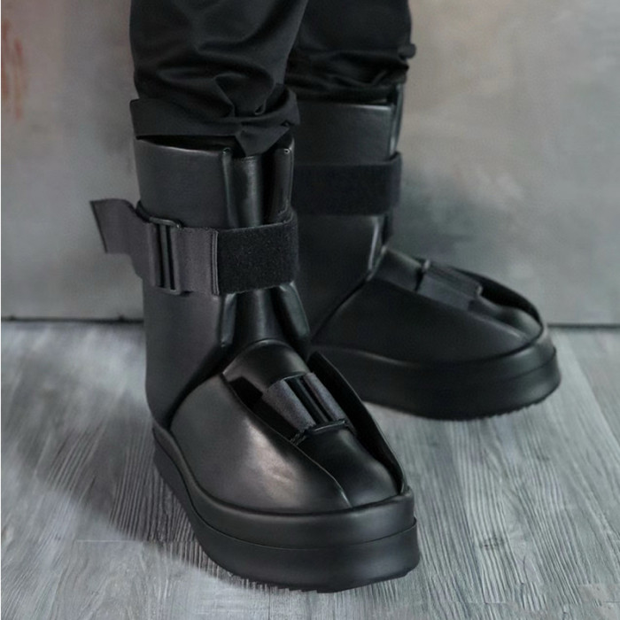 NIGO Rick Owens Men's and women's Fall And Winter Fashion High Street Trend Strappy Short Boots Thick Bottom Cowhide Shoes Ngvp #nigo7459