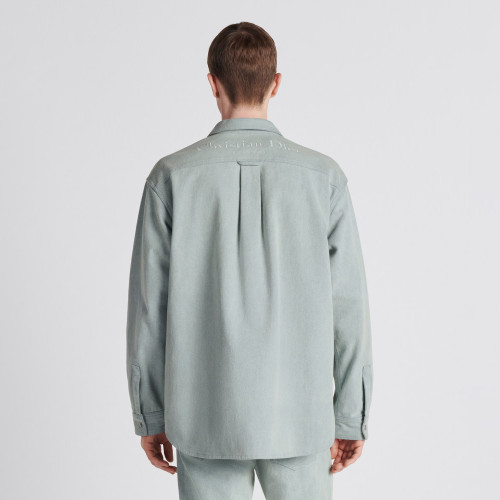 NIGO Dior Men's Spring And Autumn Long Sleeved Single Breasted Christian Couture Reversible Shirt Blue Cotton Denim #nigo97745