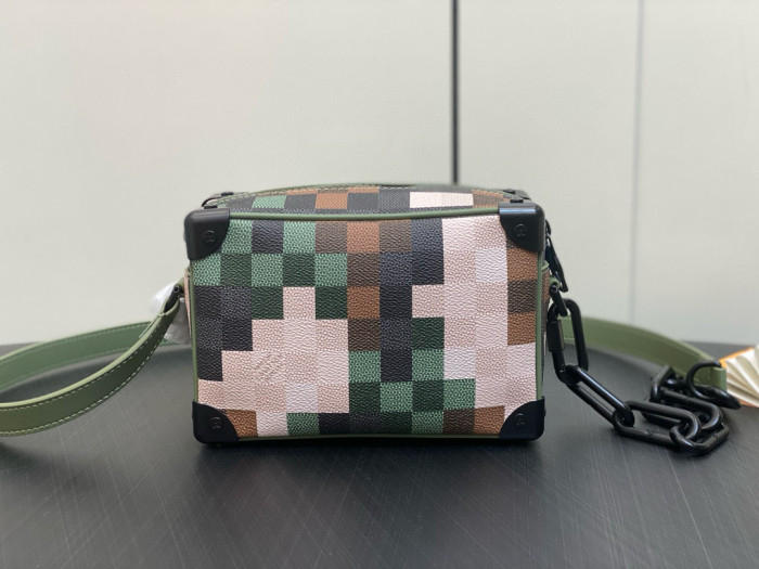 NIGO Louis Vuitton Men's Green Camouflage Zip Adjustable Shoulder Strap Chain Leather Shoulder Crossbody Bag Bags #nigo97764
