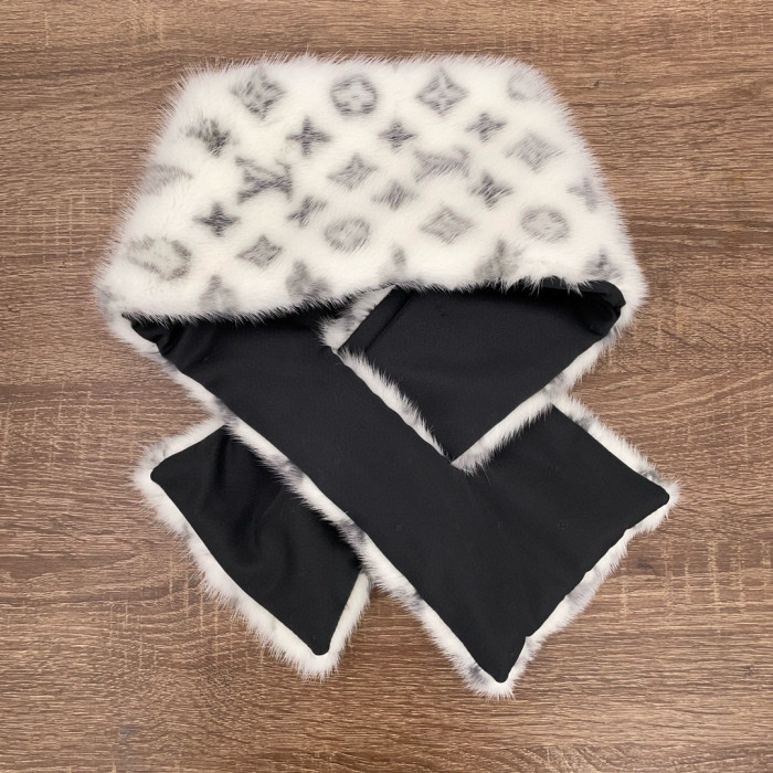 NIGO Louis Vuitton Women's Winter Logo Printed White Mink Fur Scarf #nigo97758