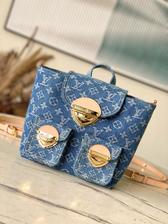 NIGO Louis Vuitton Women's Full Printed Monogrammed Denim Shoulder Backpacks Bag Bags #nigo97759