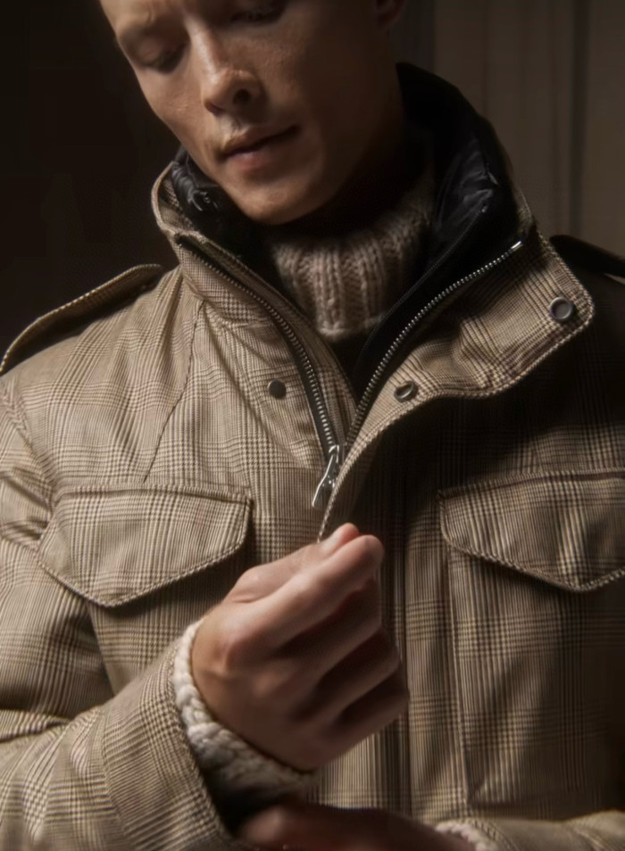 NIGO Montecore Men's Winter Down Jacket Classic Moon Prince of Wales Check Worsted Wool Down Jacket #nigo97766