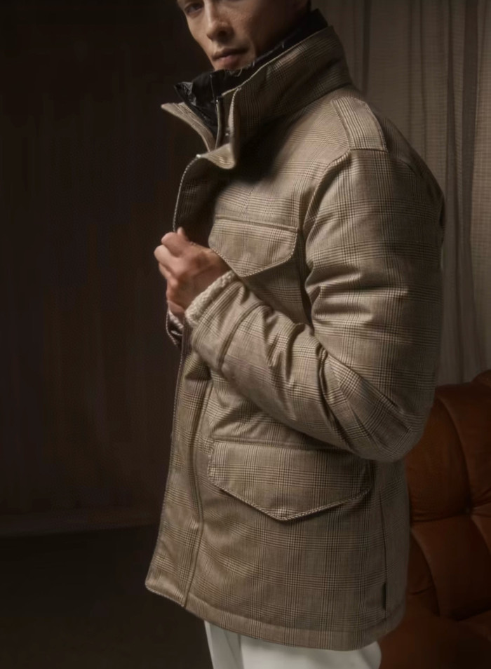NIGO Montecore Men's Winter Down Jacket Classic Moon Prince of Wales Check Worsted Wool Down Jacket #nigo97766