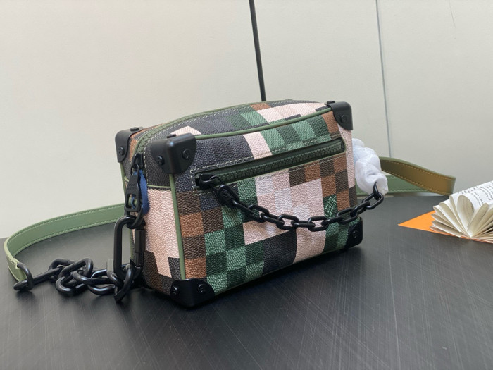NIGO Louis Vuitton Men's Green Camouflage Zip Adjustable Shoulder Strap Chain Leather Shoulder Crossbody Bag Bags #nigo97764