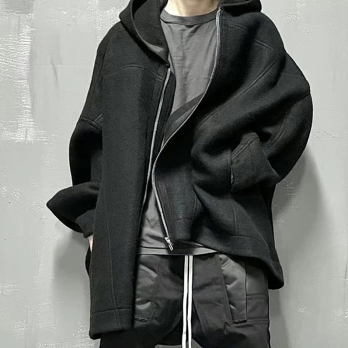 NIGO Rick Owens Men's Spring And Autumn Solid Color Fashion Trend Cape Wool Hoodie Long Sleeve Loose Sweater Ngvp #nigo7523