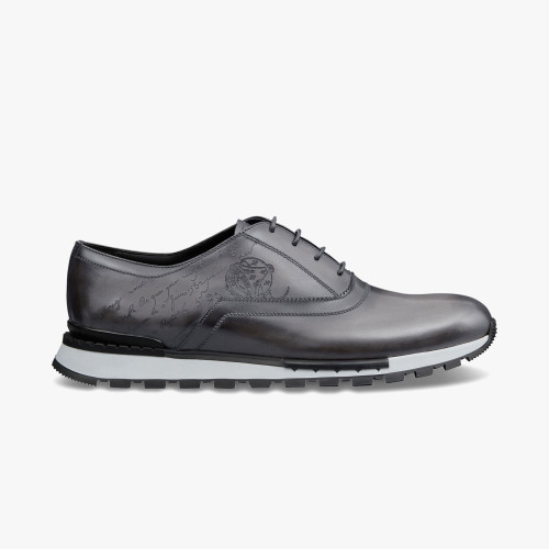 NIGO Berluti Men's Casual Grey  Fast Track Scritto Graphic Leather Sneakers Shoes #nigo97772