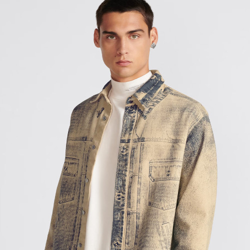 NIGO Dior Men's Spring And Autumn Worn Lapel Button Cotton Long Sleeve Fit MKII-EFFECT Mkii-Effect Overshirt Printed Multi Pocket Pants Ngvp #nigo7541