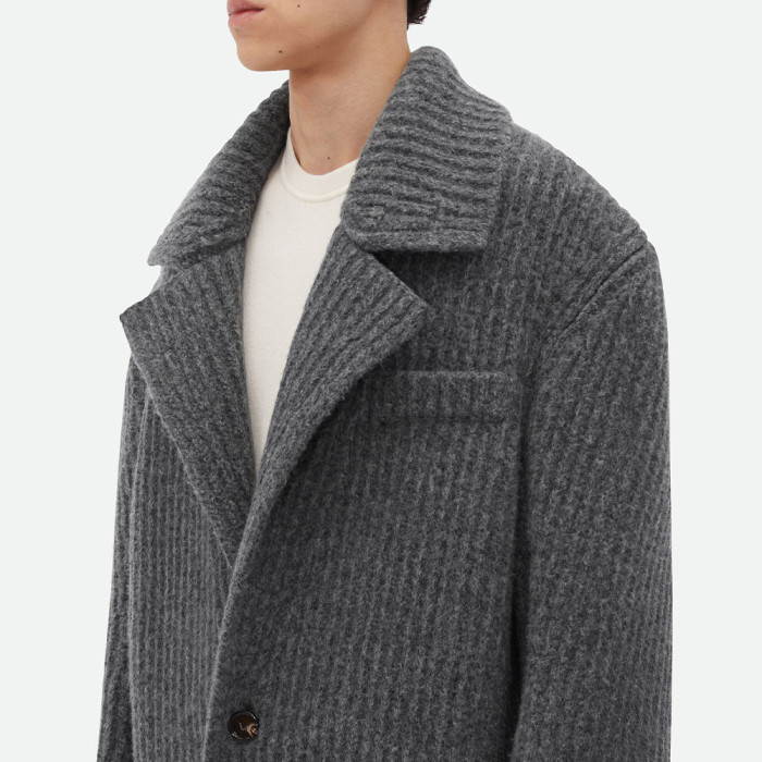 NIGO Bottega Veneta Men's Autumn And Winter Solid Color Lapel Single Breasted Wool Knit Long Straight Jacket Ngvp #nigo7572
