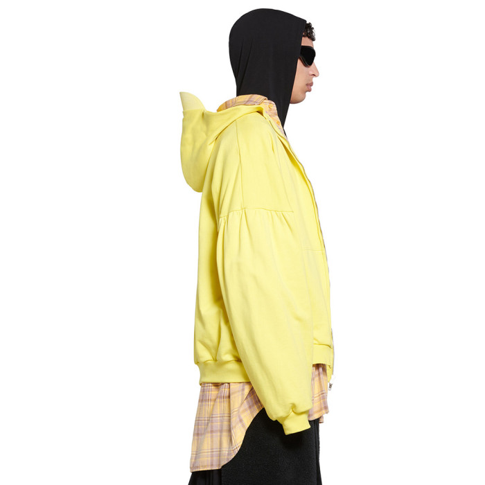 NIGO Balenciaga Men's Women's Spring & Autumn Yellow/Black Spliced Logo Printed Cotton Zipper Oversized Hoodie Ngvp #nigo7562