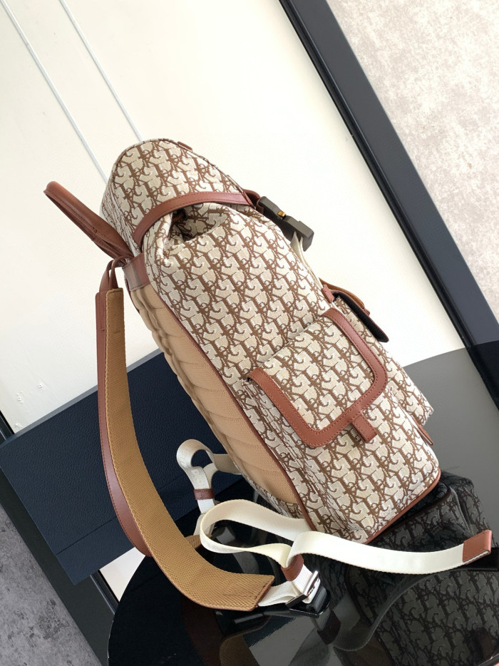 NIGO Dior Men's Diamond Patterned Smooth Cowhide Leather Nylon Shoulder Strap Backpack Rucksack Bag Bags #nigo97818