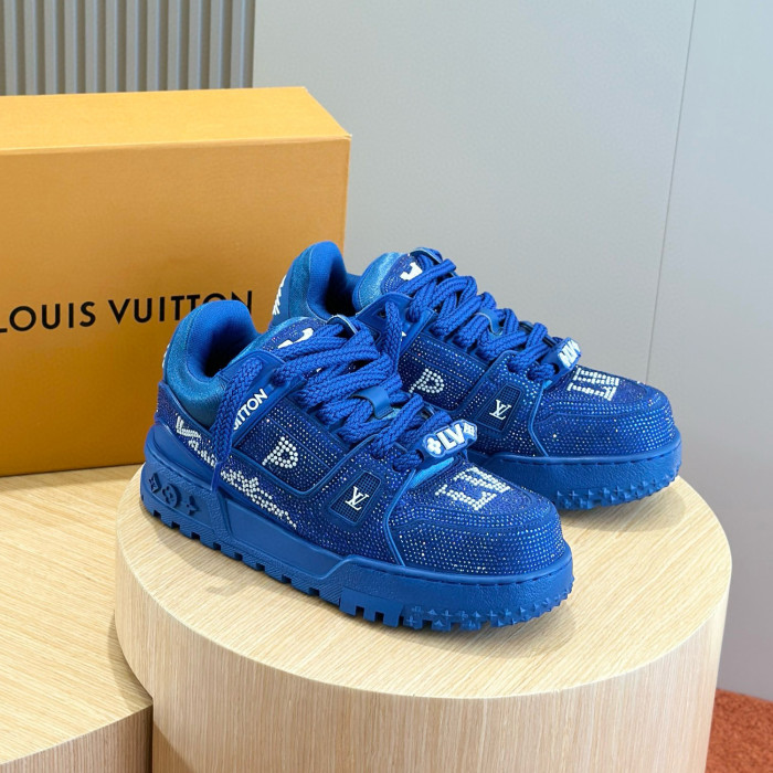 NIGO Louis Vuitton LV Trainer Maxi Sneaker Men's Round Toe Full Printed Studded Lace Up Low Top Board Shoes #nigo97835
