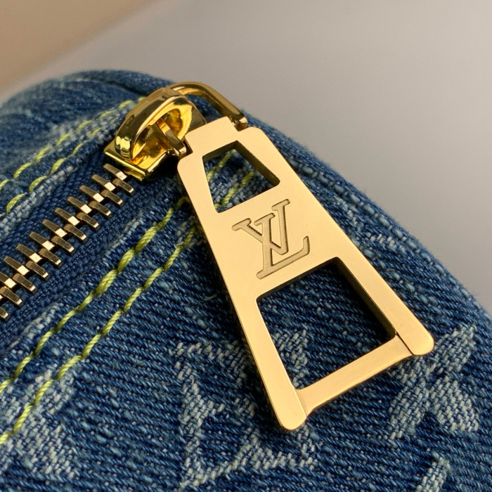 NIGO Louis Vuitton Women's Blue Monogrammed Zip Closure Denim Tote Shoulder Papillon Handbag Bag Bags #nigo97827