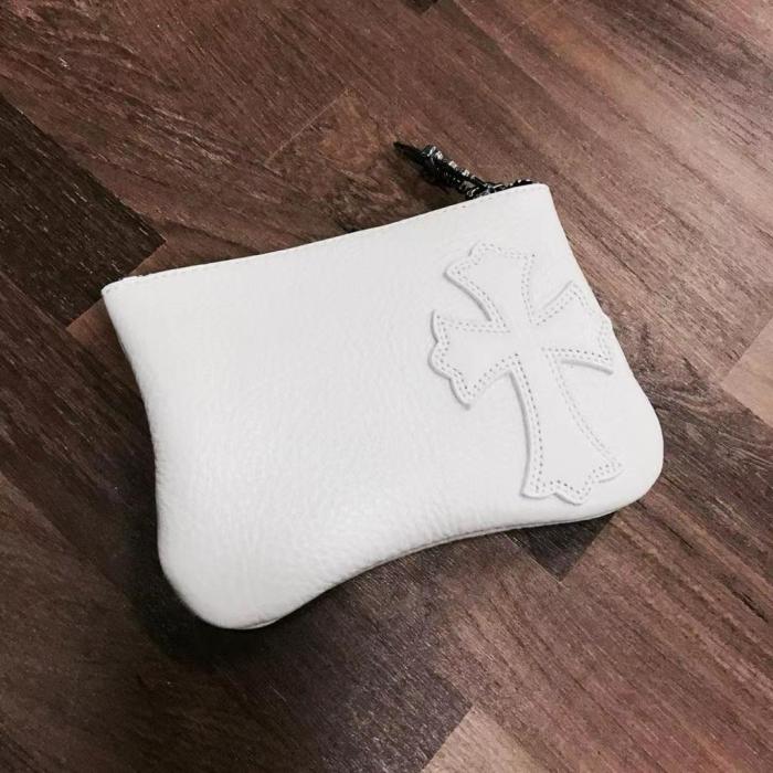 NIGO Chrome Hearts Men's Solid Cowhide Leather Punk Biker Wallet Silver Coin Bag Clutch Bags #nigo97856