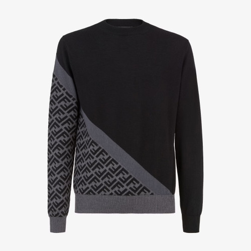 NIGO Fendi Men's Spring Autumn FF Classic Twill Jacquard Patchwork Crew Neck Knit Pullover Sweater #nigo97843