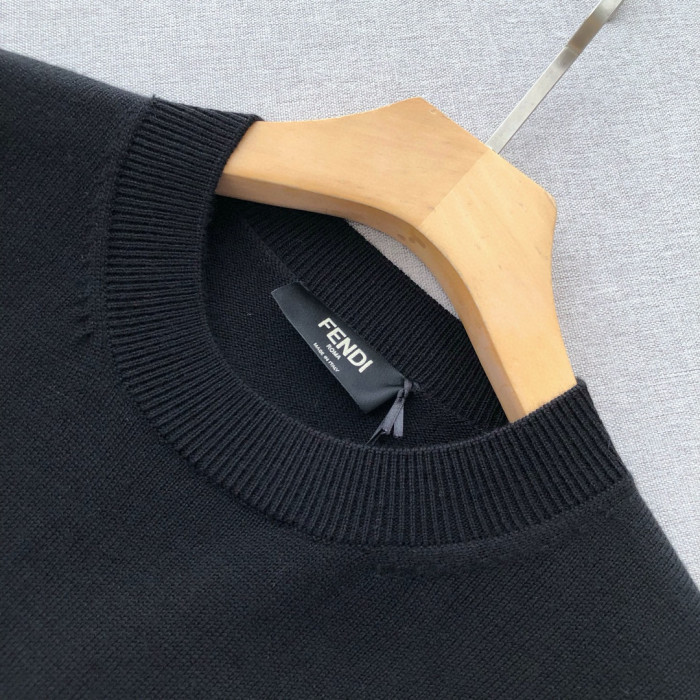 NIGO Fendi Men's Spring Autumn FF Classic Twill Jacquard Patchwork Crew Neck Knit Pullover Sweater #nigo97843