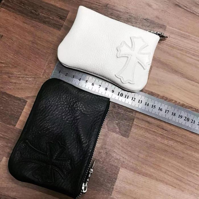NIGO Chrome Hearts Men's Solid Cowhide Leather Punk Biker Wallet Silver Coin Bag Clutch Bags #nigo97856