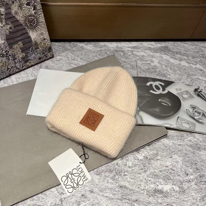 NIGO Loewe Men's And Women's Autumn And Winter Models Solid Colour Rabbit Hair Jnitted Ulush Hat #nigo97858