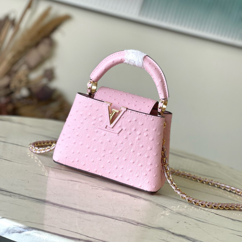 NIGO Louis Vuitton Women's Capulines Floral Embellished Ostrich/Goat Leather Shoulder Crossbody Tote Bag Bags #nigo97869