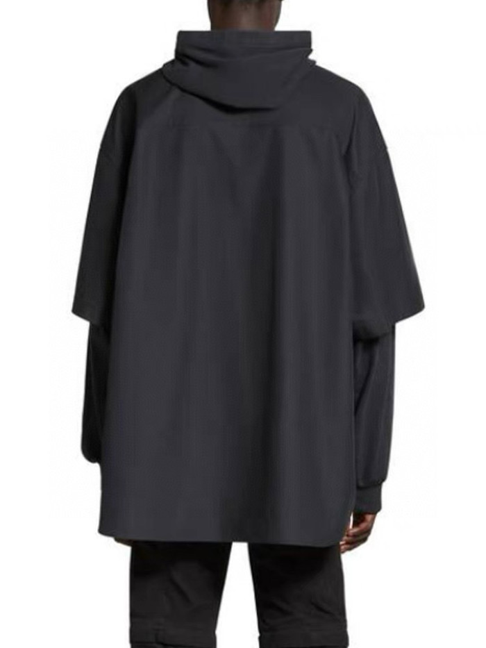 NIGO Balenciaga Men's Spring Autumn Black No Drawstring Connected Hooded Single Breasted Long Sleeve Shirt #nigo97866