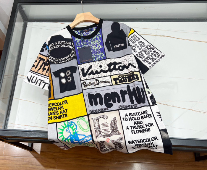 NIGO Louis Vuitton Men's Summer Multicolour Splicing Pattern Printed Cotton Round Neck Short Sleeve T-Shirt #nigo97867