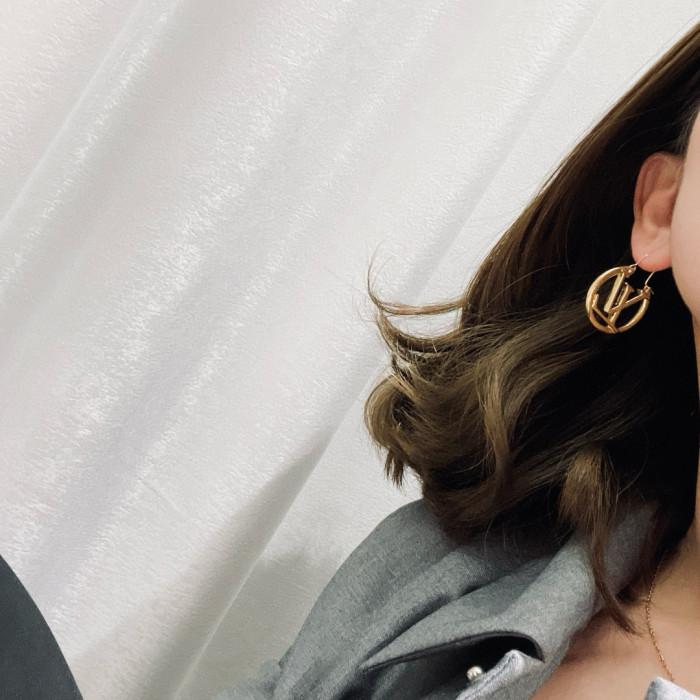 NIGO Louis Vuitton Women's Gold Round LV Logo Metal Earrings Jewellery #nigo97863