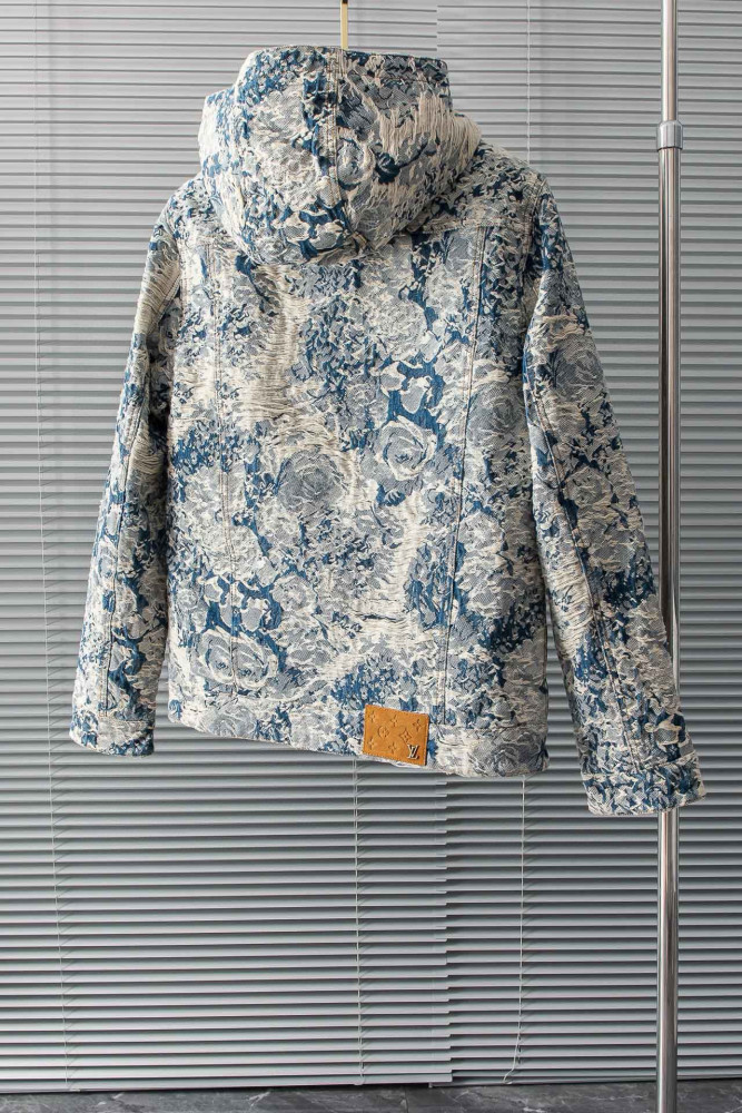 NIGO Louis Vuitton Men's Winter Floral Jacquard Washed And Fringed Denim Jacket Down Jacket Warm Fit Coat Ngvp #nigo7626