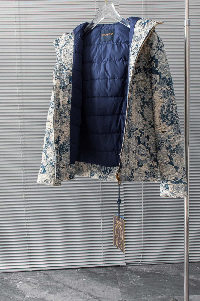 NIGO Louis Vuitton Men's Winter Floral Jacquard Washed And Fringed Denim Jacket Down Jacket Warm Fit Coat Ngvp #nigo7626
