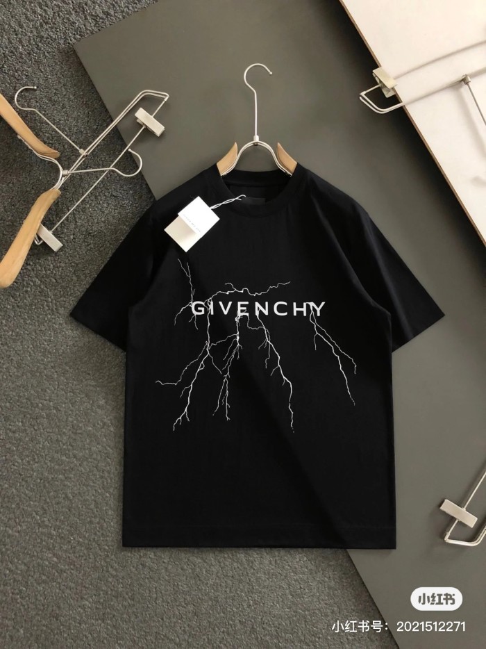 NIGO Givenchy Men's Summer Lightning Graphic Printed Solid Colour Round Neck Cotton Short Sleeve T-Shirt #nigo97883