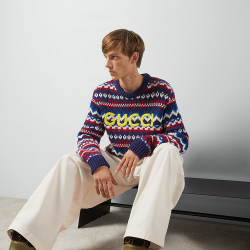 NIGO Gucci Men's Autumn And Winter Logo Letters He Small Text Print Round Neck Long Sleeve Jumper Pullover #nigo97872