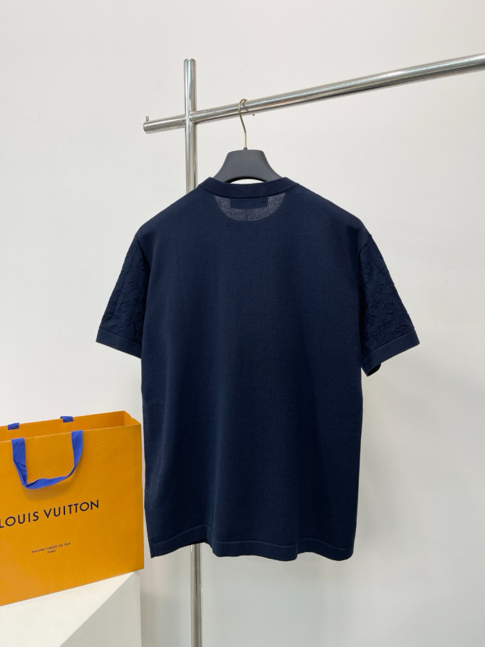 NIGO Louis Vuitton Men's Summer Letter Jacquard Pattern Navy Round Neck Cotton Short Sleeve T-Shirt #nigo97886