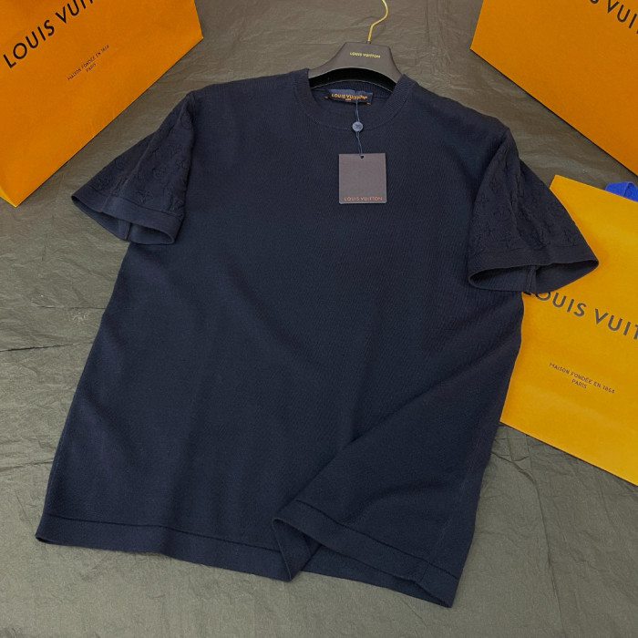 NIGO Louis Vuitton Men's Summer Letter Jacquard Pattern Navy Round Neck Cotton Short Sleeve T-Shirt #nigo97886