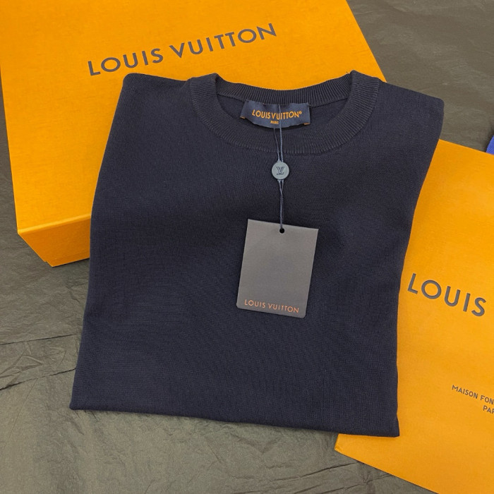NIGO Louis Vuitton Men's Summer Letter Jacquard Pattern Navy Round Neck Cotton Short Sleeve T-Shirt #nigo97886
