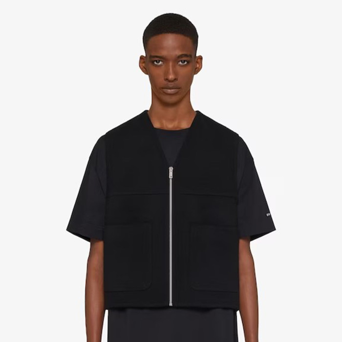 NIGO Givenchy Men's Spring & Autumn Solid Color Multi-Pocket V-Neck Zipper Sleeveless Double Sided Wool & Cashmere Vest Ngvp #nigo7644