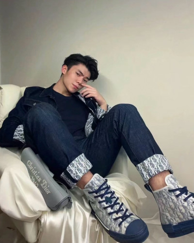 NIGO Dior Men's Spring and Autumn Printed Blend Long Sleeve Denim Shirt Jacket Slim Cropped Mid-Rise Jeans Pants Suit Set #nigo97916
