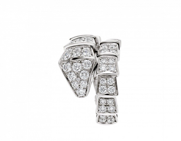 NIGO BVLGARI SERPENTI VIPER Collection Wide Snake Full Of Diamonds 18K White Gold Plated Ring Jewelry #nigo97925