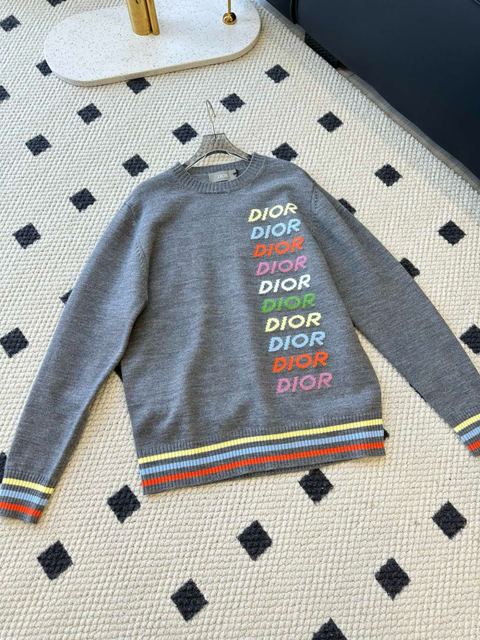 NIGO Dior Men's Spring & Autumn Colorful Logo Letter Embroidery Crew Neck Cashmere Sweater Pullover #nigo97942