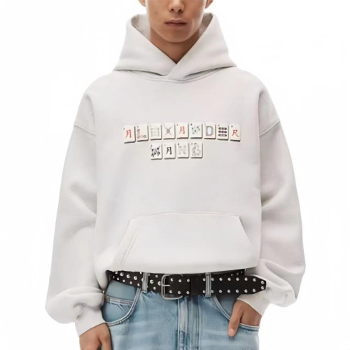 NIGO Alexander wang Men's Women's Spring And Autumn Solid Color Mahjong Pattern Long Sleeve Loose Hooded Sweatshirt Ngvp #nigo7634