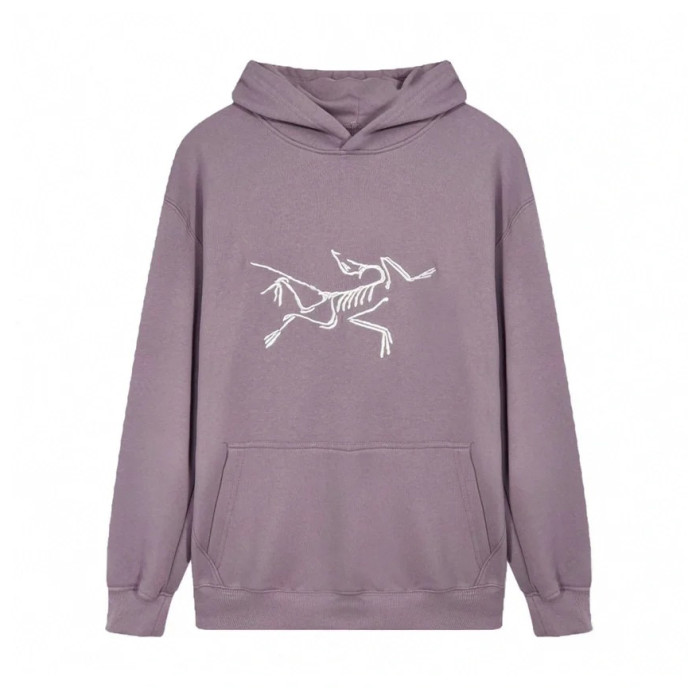 NIGO Arcteryx Men's and Women's Autumn Clashing Logo Printed Solid Color Loose Hooded Sweatshirt Pullover #nigo97948