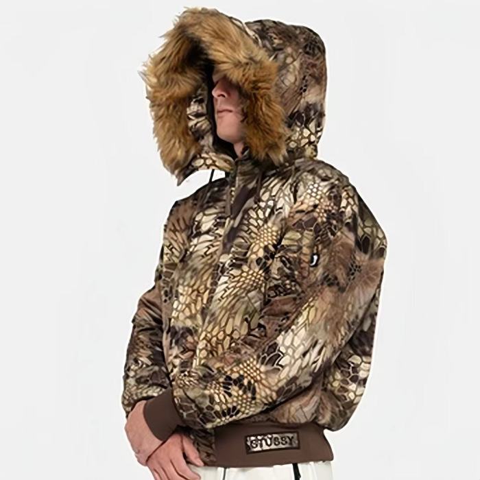 NIGO Stussy Men's And Women's Fall And Winter Fashion Python Print Hooded Fur Collar Short Jacket Casual Thickened Jacket Ngvp #nigo7653