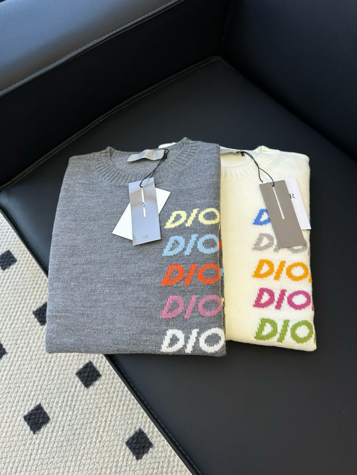 NIGO Dior Men's Spring & Autumn Colorful Logo Letter Embroidery Crew Neck Cashmere Sweater Pullover #nigo97942