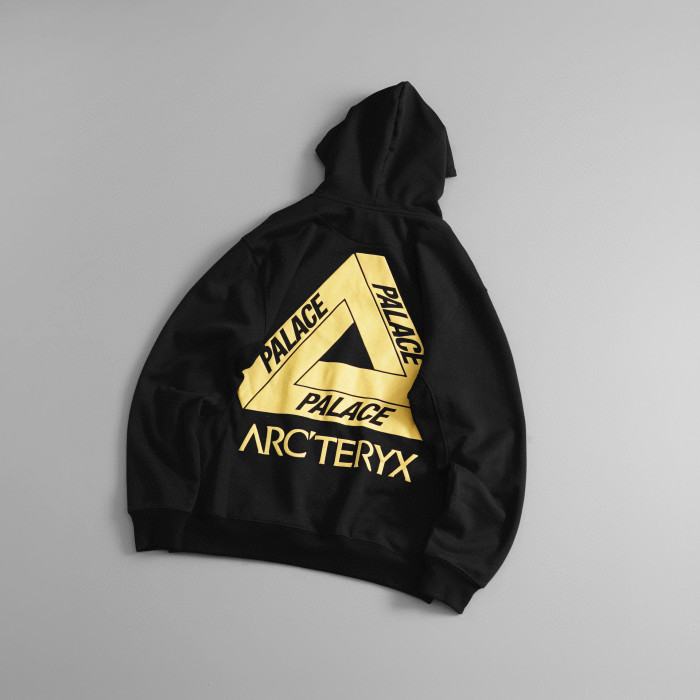 NIGO Arcteryx Men's and Women's Autumn Clashing Logo Printed Solid Color Loose Hooded Sweatshirt Pullover #nigo97948
