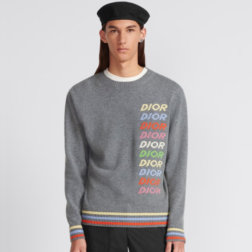 NIGO Dior Men's Spring & Autumn Colorful Logo Letter Embroidery Crew Neck Cashmere Sweater Pullover #nigo97942