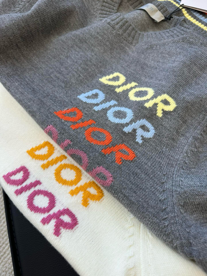 NIGO Dior Men's Spring & Autumn Colorful Logo Letter Embroidery Crew Neck Cashmere Sweater Pullover #nigo97942