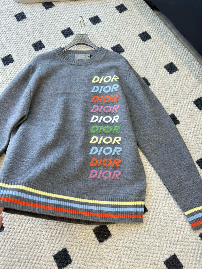 NIGO Dior Men's Spring & Autumn Colorful Logo Letter Embroidery Crew Neck Cashmere Sweater Pullover #nigo97942