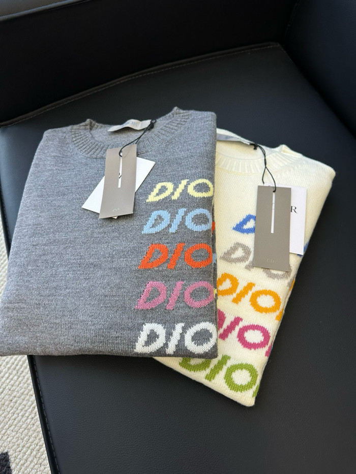 NIGO Dior Men's Spring & Autumn Colorful Logo Letter Embroidery Crew Neck Cashmere Sweater Pullover #nigo97942